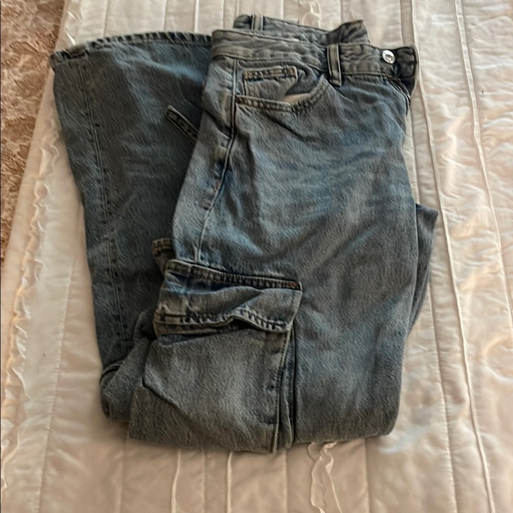 Zara Blue Boyfriend Jeans Distressed Casual